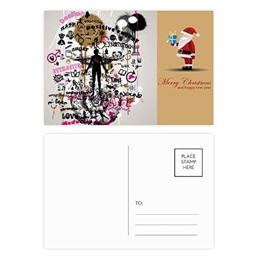Cartes postales Père Noël Graffiti Lot de 20 en carton rigide mat