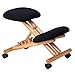 IDIMEX Tabouret Ergonomique Bormio siège Ajustable Repose Genoux Chaise sur roulettes sans Dossier Posture Droite Relaxation Massage, Structure en Bois et Assise rembourrée en Tissu Noir