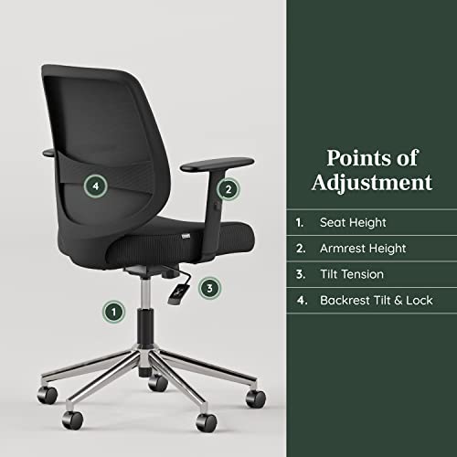Image of Branch Daily Chair - Computer Office Chair with Swivel, Lumbar Rest, and Adjustable Armrests - Sustainable, Stylish Mesh, & Adjustable Armrests - Comfortable Seating for Improved Posture - Black | Lumbar Rest and Adjustable Armrests, Stylish Mesh, Comfortable Seating for Improved Posture, Black