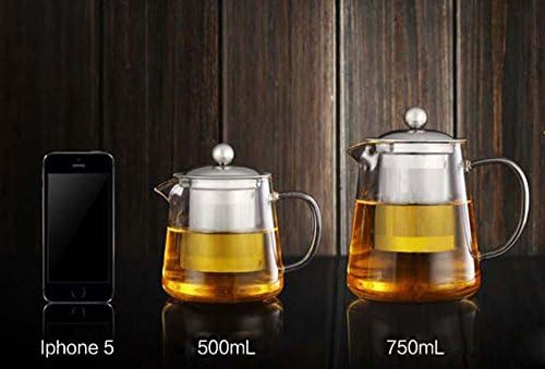 huateng Glass Teapot With Stainless Steel Infuser Heat Resistant Clear 550 ML / 750ML