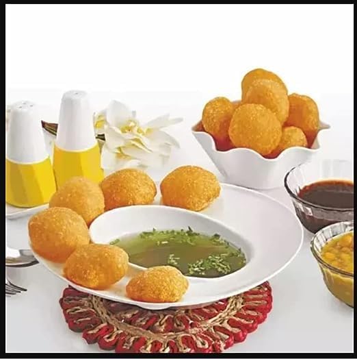 YEKDA Panipuri GOL-Gappe Serving Plates, Food-Grade Plastic Plates (Pack of 4, Assorted Color) 2