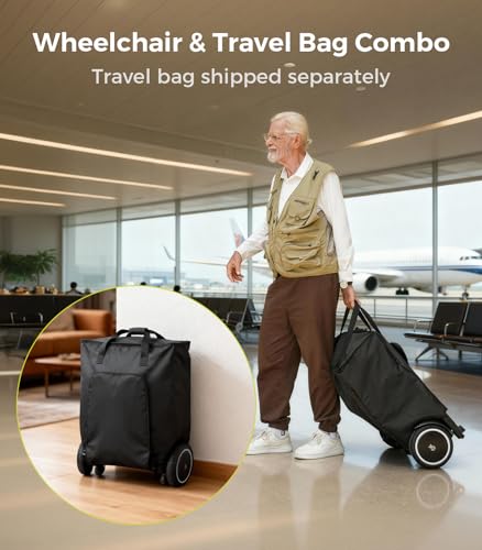 Image of Paiseec Electric Wheelchair Lightweight Foldable, Only 32 lbs, Power Wheelchair for Adults /Seniors, Compact Motorized Wheelchair with Travel Bag, Airline Approved, Up to 11 Miles