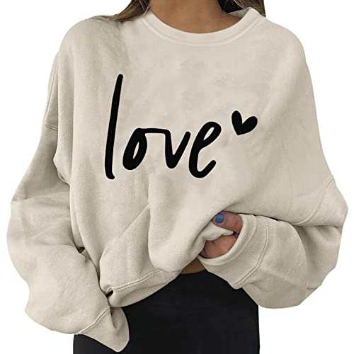 Sweat femme Saint-Valentin pull lâche col rond idéal pour un look décontracté