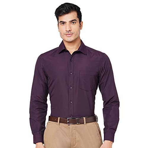 Image of MARKRICH Men's Slim Fit Solid Semi Shirt with Spread Collar & Full Sleeves for Formal & Casual Wear