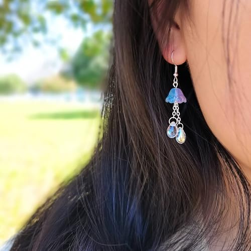 Gracayfr Jellyfish Earrings Jewelry Gifts Cute Pink Dangle Earrings For Women Trendy Unique Beaded Funky Dangling Hook Earrings Handmade Glass Flower Orange — view 5