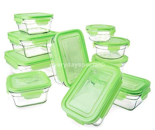 Tempered Glasslock Storage Containers 20Pc Set Green Lids Microwave & Oven Safe Airtight Anti Spill Proof #TOP4