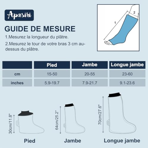 Apasiri Protection étanche pour la douche et le bain - 100% étanche et réutilisable - Protection pour les jambes, douce pour la peau, facile à mettre - Protection pour plâtre, plaies et pansements – vue 7