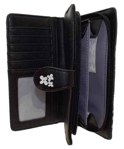 Shag Wear Snail and Mushroom Forest Large Insect Wallet for Women and Teen Girls Vegan Faux Leather Black 7"4