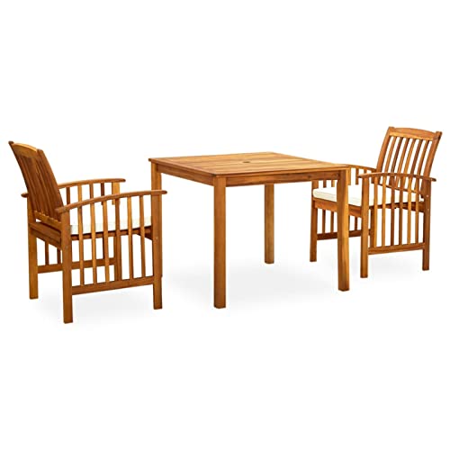 BaraSh Set Comedor de jardín 3 pzas y Cojines Mesa de Jardin Exterior Ofertas mobiliario Jardin y terraza Exterior Conjunto de Muebles Madera Maciza de Acacia 3058082