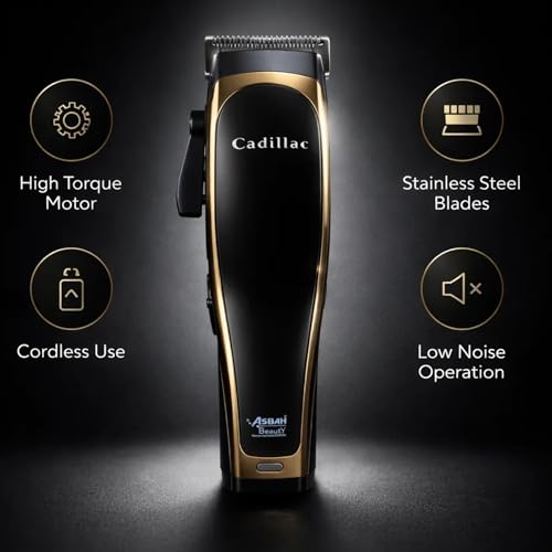 Image of ASBAH Mini Professional Hair Trimmer - High Efficiency, 4 Guide Combs, Super Torque, Carbon-Treated Precision Blades, Super Silent, Lithium-Ion Battery