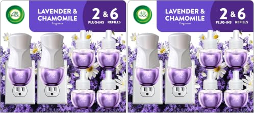 Image of Air Wick Plug in Scented Oil Starter Kit,2 Warmers + 6 Refills,Lavender & Chamomile,Eco Friendly,Essential Oils,Air Freshener,(Pack of 2)