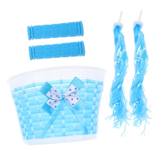 JOINPAYA 1Set Bicycle Accessories Decorative Front Basket with Streamers and Handlebar Covers for Boys Easy Installation Fun Bike Decorations