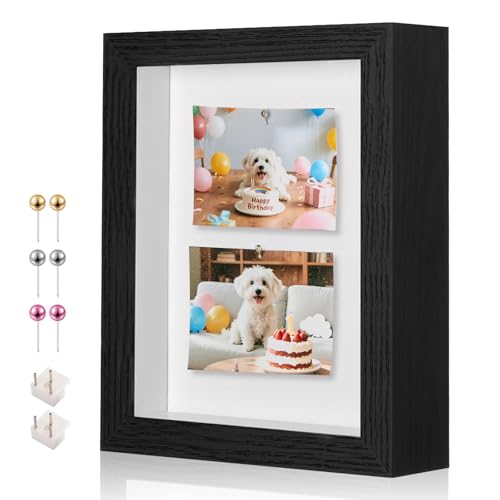 RTZQQIN 5x7 Mini Shadow Box Display Case Picture Frame with Soft Linen Back Small Deep Black Shadow Box 5x7 for Flowers Medal Display Case Jersey pet Graduation Memorabilia Baby Ltems Crafts Photos