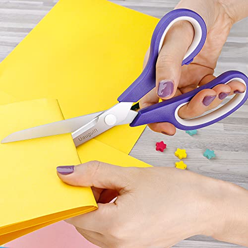 Uaugulft Schere, Multifunktionale Haushaltsschere aus Edelstahlklingen, Multifunktionale Schere mit weichem Griff, Mehrzweckschere, Lila & Weiß (5er Pack) - Image 7