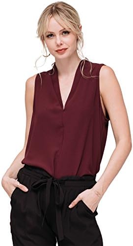 Pleione Sleeveless V Neck Casual Formal Tank Blouse