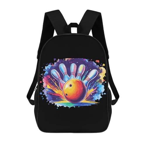 Art Bowling Ball Hitting Pins Unisex Backpack 17