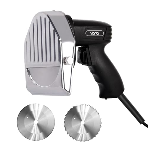 VONCI 80W Commercial Gyro Cutter, Electric Shawarma Knife, Doner Kebab Meat Slicer With 2 Blades, 2600 RPM, 0-8mm Adjustable Thickness, Powerful Turkish Grill Machine.