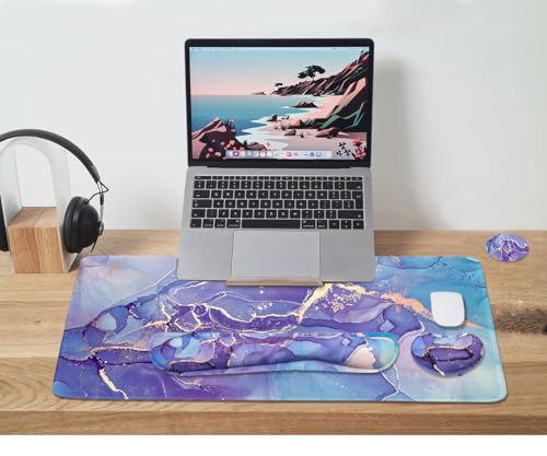 Image of WB WEIRDBEAST 4-in-1 Large Mouse Pad & Wrist Support Mousepad Set, Extended Desk Pad Waterproof Desk Mat for Home Office & Gaming, Black, Silicone & Memory Foam