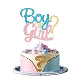 Goiern 1 Pack Glitzer Junge Oder Mädchen Kuchen Topper Blaue Und Rosa Glitzer Er Oder Sie Kuchen Deko Pick Für Babyfeier Geschlechtsenthüllungsparty Deko