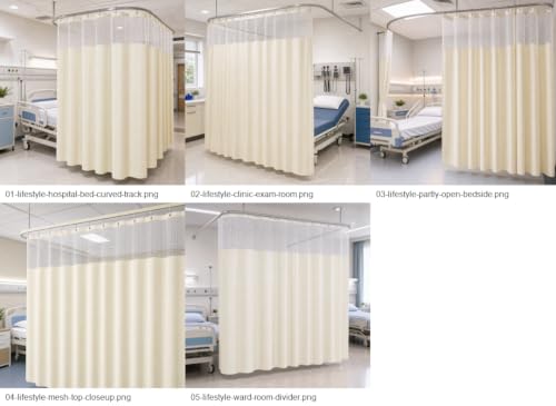 Image of CASA-NEST Hospital Partition Curtains for ICU and Wards PVC Curtains, 4.5 x 8 ft, Cream-Hos008