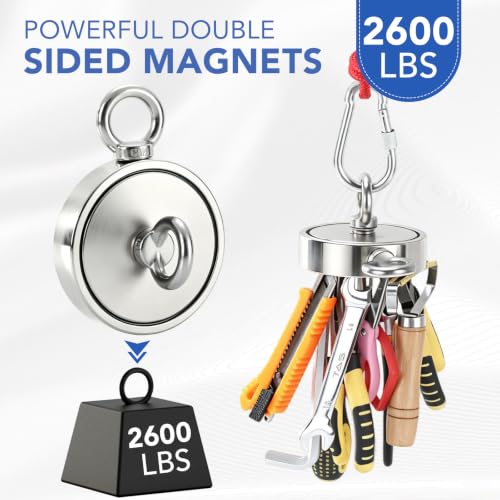 Image of DIYMAG Magnet Fishing Kit, 2600Lbs Double Sided Neodymium Magnets with Case