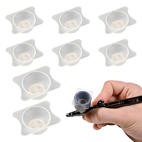 8 PCS Airbrush Paint Cup Strainers 1.30 x 0.98 with 0.83 Holes Reusable Fine Mesh Filter Screens for Paint Cup No-Mess Painting Accessories for Airbrush Art Crafts Model Painting (White)