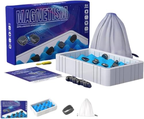 Brfveob 磁気チェス テーブルトップマグネットゲーム 磁気効果付きチェスボードゲーム 子供用磁気効果チェス 教育チェッカーゲーム 家族の集まりのためのポータブルマグネットストーンボードパーティー用品 2人用デスクトップ磁気ボードゲーム、子供の知育玩具、思考、論理、判断力、意思決定スキルを向上させることができ (ロープ＋スポンジスタイル)