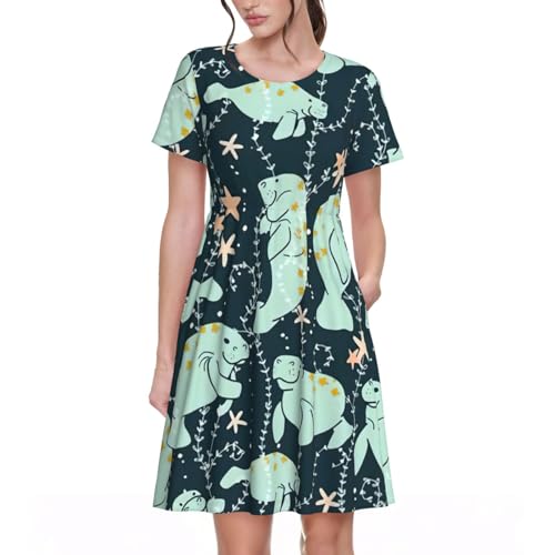 Robe d'été lamantin pour femme : tenue décontractée à manches courtes