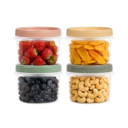 16 oz Reusable Round Food Storage Containers with Lids, 4 Pack(4 Colors)
