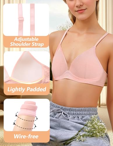 SEAUR Girls Sports Bra with Padding Comfort Wireless Seamless Bralettes Teen Training Bras Adjustable Straps Bralette 5Pcs2