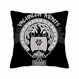 Husandy Throw Pillow Covers Mandala Hippie Blue Boat Warship of The Drakkar On Fire and Black Warrio