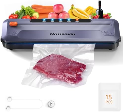 Macchina Sottovuoto Alimenti 2 In 1 Professionale - Portatile Per Cibi Secchi E Umidi, Con 10 Sacchetti Riutilizzabili E Pompa -65kPa