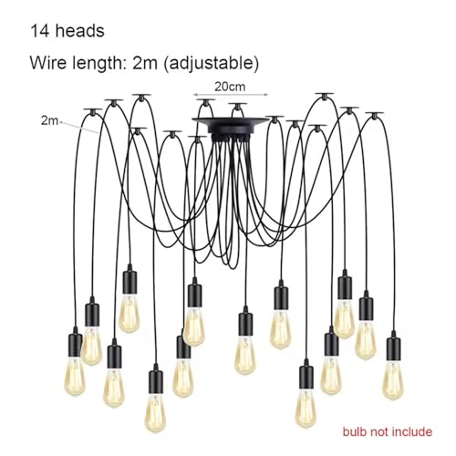 Lustre araignée 14 têtes blanc DIY suspension industrielle multi-ampoules