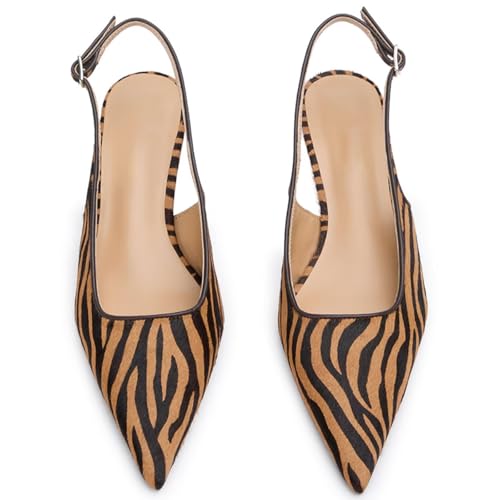 Agodor Slingback Kitten Heels for Women Pointed Toe Pumps Buckle Strap Stiletto Heeled Sandals Party Wedding Dress Pumps2