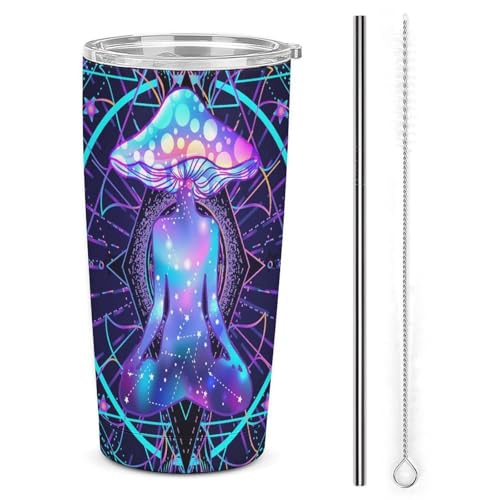 Image of Psychedelic Magic Mushrooms Stainless Steel Travel Coffee Mug with Lid Portable Insulated Tumbler Car Cup