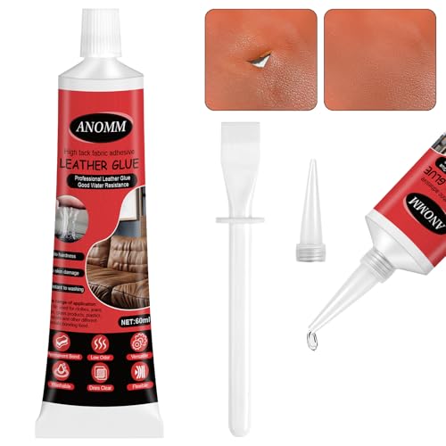 ANOMM 1pcs Leather Glue Extra Strong High Strength Clear Adhesive for Crack & Patch Repair for Sofa Jacket Handbags Car Seat Wallet Furniture Belt and Other Leather Crafts (60ml)