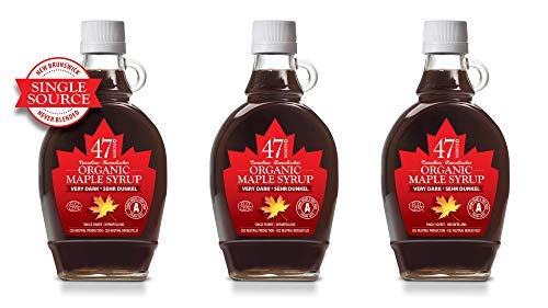 47° North Single Source Canadian Organic Maple Syrup, Grade A 250g (3x 250g, Very Dark)