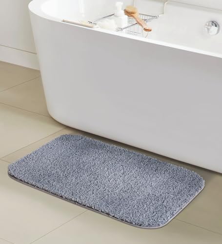 Image of Obsessions Ultra-Absorbent Quick-Dry Bath Mat | 1400 GSM Polyester | Soft, Non-Slip & Fast-Drying Bathroom Rug for Safety & Comfort | 50 x 70 cm | Grey