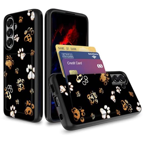 wiaekosef for Galaxy S26 Plus Case,Wallet Case Credit Card Holder Dual Layer Hybrid Shockproof PC + TPU Case Cover for Samsung Galaxy S26 Plus 6.7" 2026,Cute Dog Paw Prints