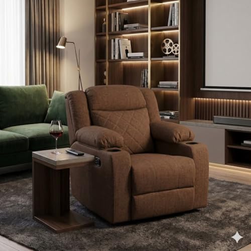 Image of Amazon Brand - Solimo Cosmo | Single Seater Sofa Recliner | Manual Recliner (Velvet Brown) | 1 Year Warranty