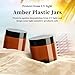 TUZAZO 2 Oz Amber Plastic Cosmetic Jars Leak Proof Small Container with lids for Cream, Lotion, Powder, Ointments, Beauty Products, 12 Pcs