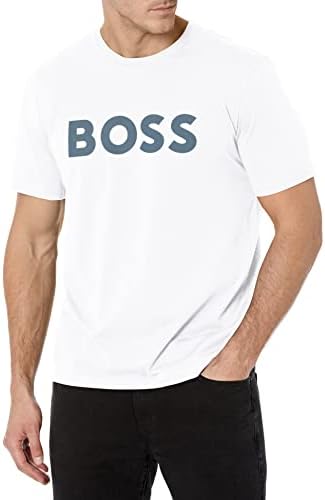BOSS mens Modern Bold Logo Stretch Jersey T-shirt T Shirt, Ultra White, Medium US