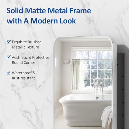 Image of ACEMIRO 16x24 Inch Medicine Cabinet with Mirror Brushed Silver Metal Framed Recessed Bathroom Mirror Medicine Cabinet Wall Mounted