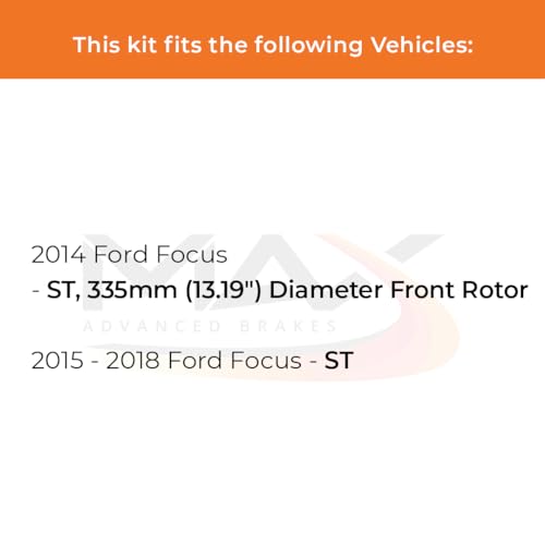 Image of Max Advanced Brakes Front & Rear Brake Kit Compatible With 2014-2017 2018 Ford Focus ST w /13.19 inch Front Rotor Replacement Geomet Coated OE Disc Brake Rotors and Ceramic Brake Pads