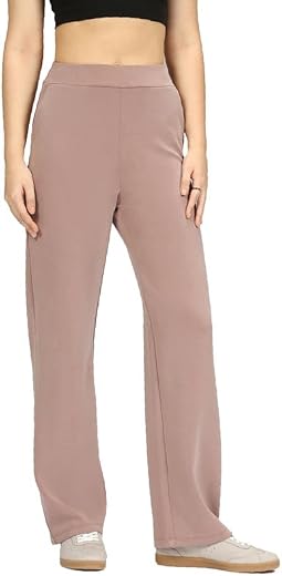 BlissClub Womens BareButter Straight Pants, High Rise, Straight fit,Pockets, Comfortable Waistband,Regular Variant Below 5'4