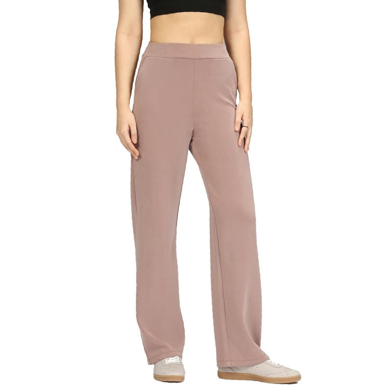 BlissClub Womens BareButter Straight Pants, High Rise, Straight fit,Pockets, Comfortable Waistband,Regular Variant Below 5'4