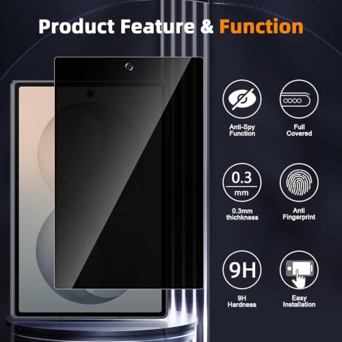 Image of Premium Privacy Tempered Glass Screen Protector for Samsung Galaxy Z Fold 8 (7.6 Inch, Pack of 2) Edge to Edge Coverage Anti-Spy /Anti-Peeping 9H Hardness Screen Guard with Installation Kit