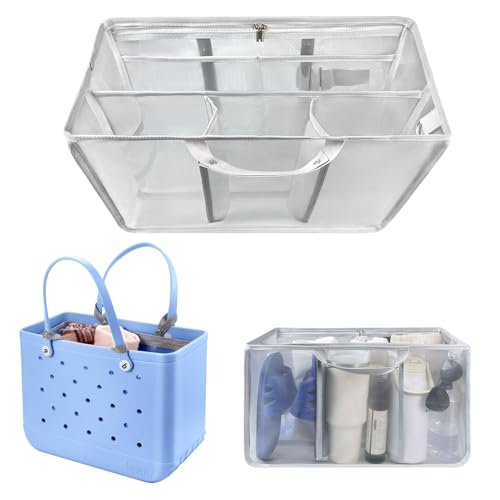 XYFuuee Beach Bag Organizer Inserts for X Large Bogg Bag Accessories, Original XL Lightweight Mesh Insert Divider Pouch, Organizing Rubber Tote Bags, Save Storage Space (Gray)