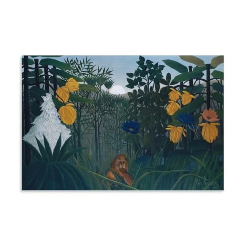 Lienzo decorativo para pared de Henri Rousseau El Repasto del León, cuadro de 40 x 60 cm