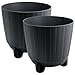PECZEKO Blumentopf matt, Pflanzkübel mit Beinen, Dekorativer Topf für, groß und klein Pflanzen, 2er-Set blumenkübel, blumenkübel kräutertopf (2 Pack) Anthrazit, ø 13 cm